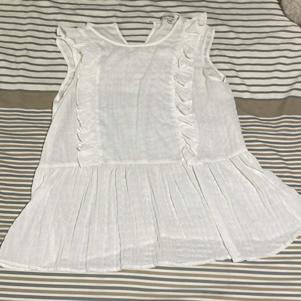 White blouse top with button back